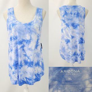 Arizona White Blue Tie Dye Rayon Stetch Tank Top